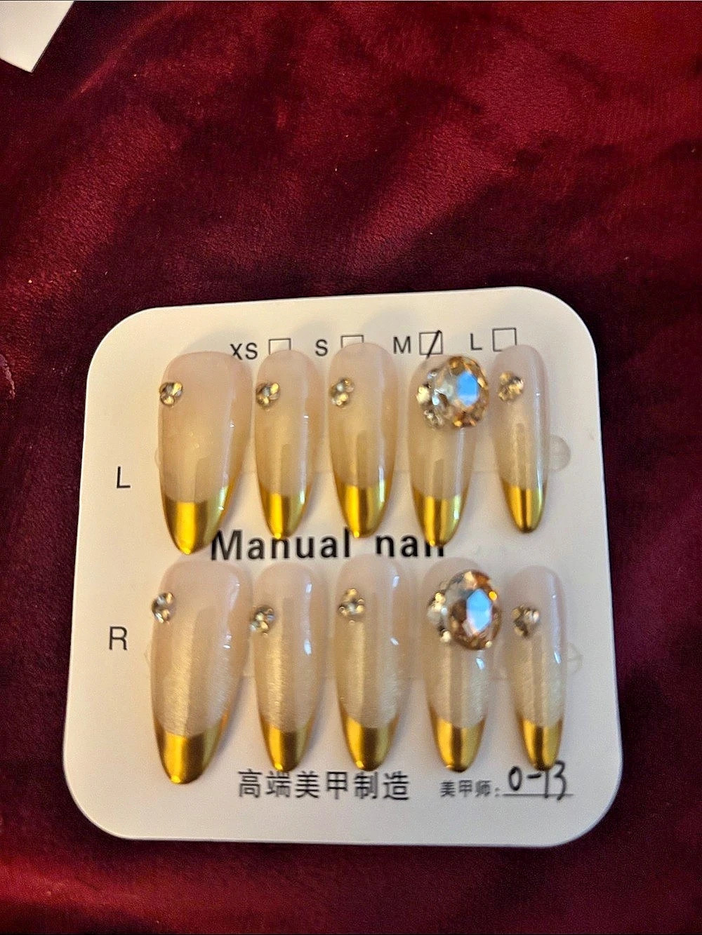 Clear Gold Jeweled Press-On Nails NWT